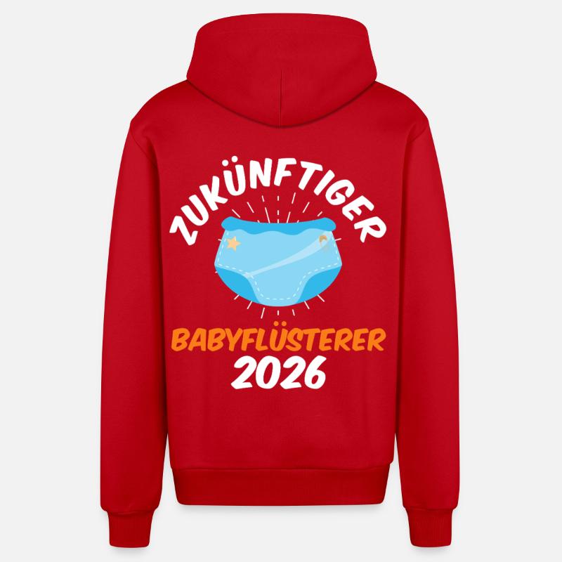 FUTUR BÉBÉ CHUCHOTEUR 2026 Drôle - Veste à capuche bio décontractée fabriquée en UE - rouge
