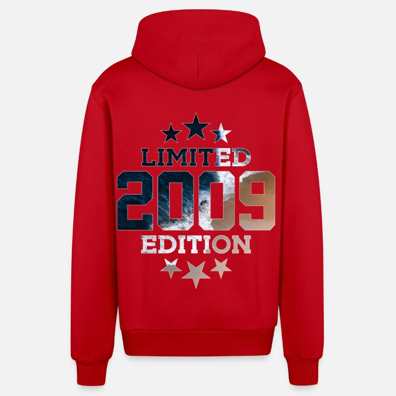 ÉDITION LIMITÉE 2009 17E ANNIVERSAIRE - Veste à capuche bio décontractée fabriquée en UE - rouge