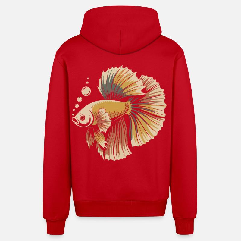 Betta Couleur Explosion Poisson - Veste à capuche bio décontractée fabriquée en UE - rouge
