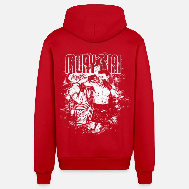 Technique du coude Muay Thai - Veste à capuche bio décontractée fabriquée en UE - rouge