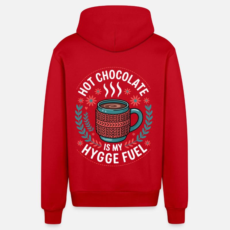 Collecte de chocolat chaud Hygge - Veste à capuche bio décontractée fabriquée en UE - rouge