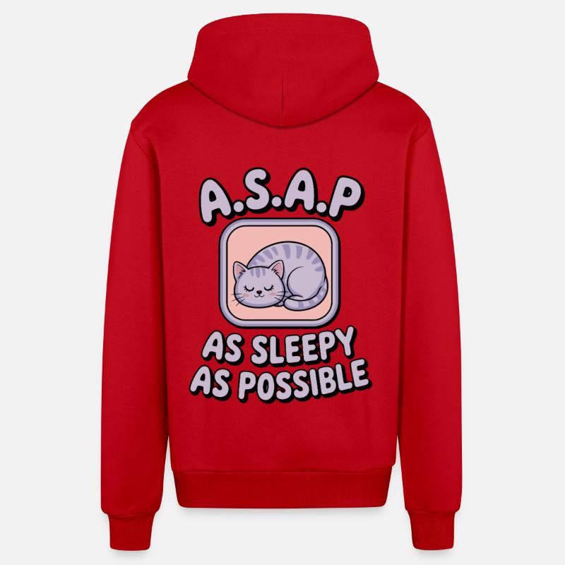 ASAP Sleeping Cat - Veste à capuche bio décontractée fabriquée en UE - rouge