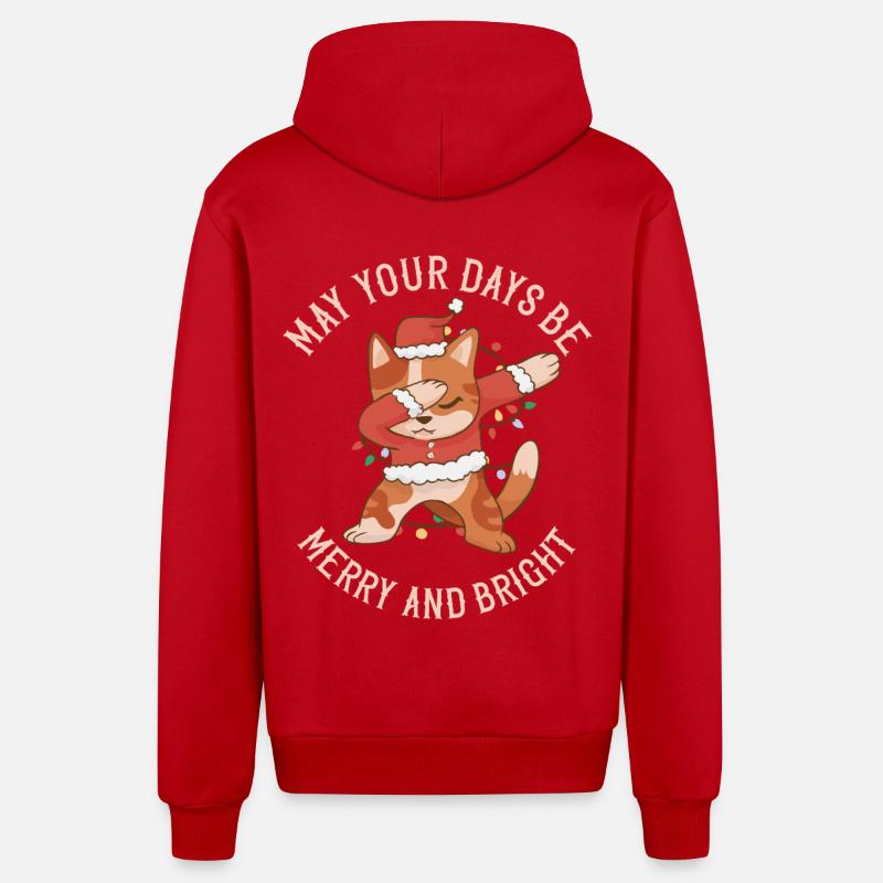 Dabbing Santa Cat - Joyeux Noël - Veste à capuche bio décontractée fabriquée en UE - rouge