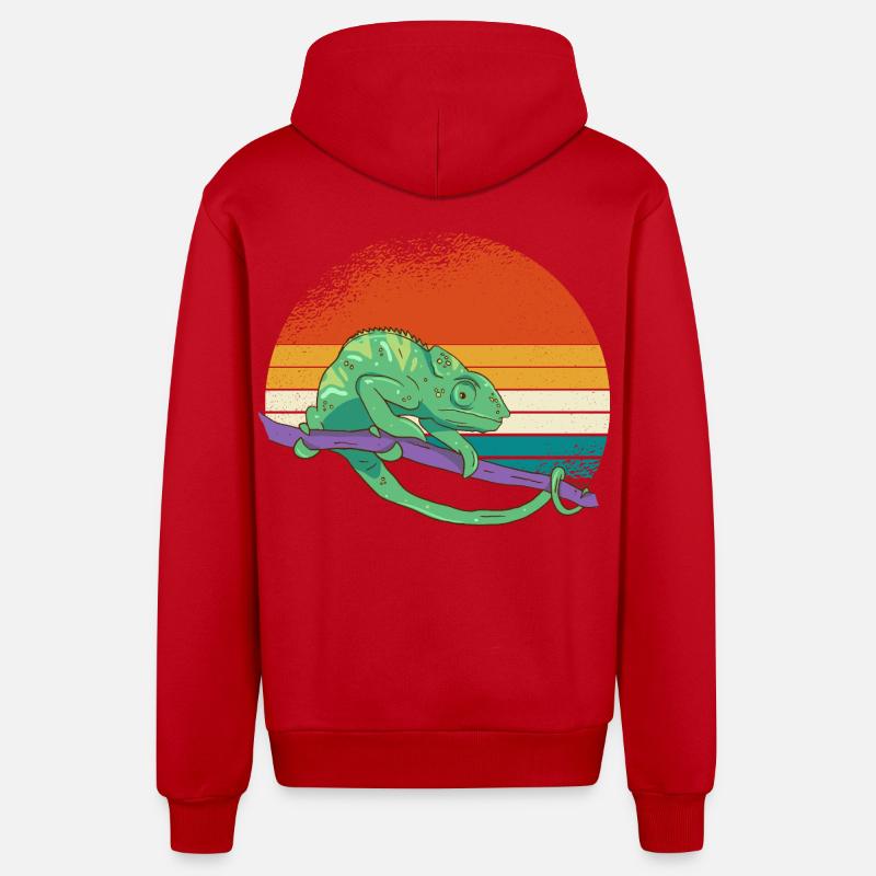 Caméléon du coucher de soleil - Veste à capuche bio décontractée fabriquée en UE - rouge