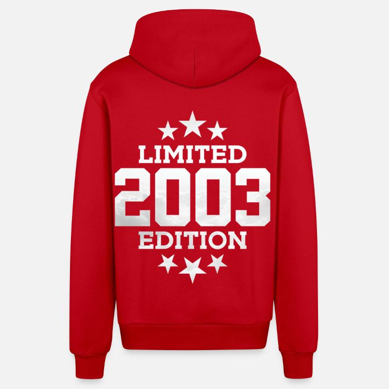 ÉDITION LIMITÉE 23E ANNIVERSAIRE 2003 - Veste à capuche bio décontractée fabriquée en UE - rouge