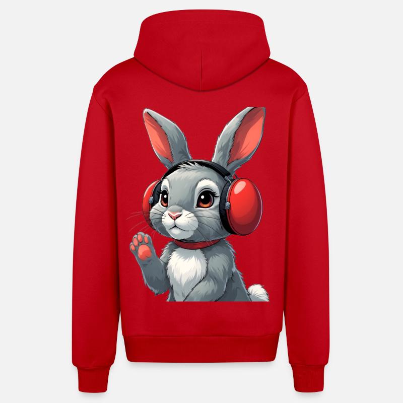 Casque Bunny Cuddly Bunny - Veste à capuche bio décontractée fabriquée en UE - rouge