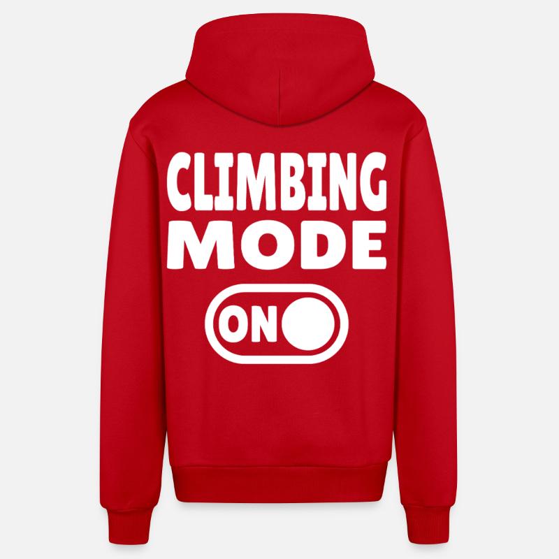 Climbing Mode ON – Boulder & Kletter Style - Organic Relaxed Hooded Jacket Made in EU - red