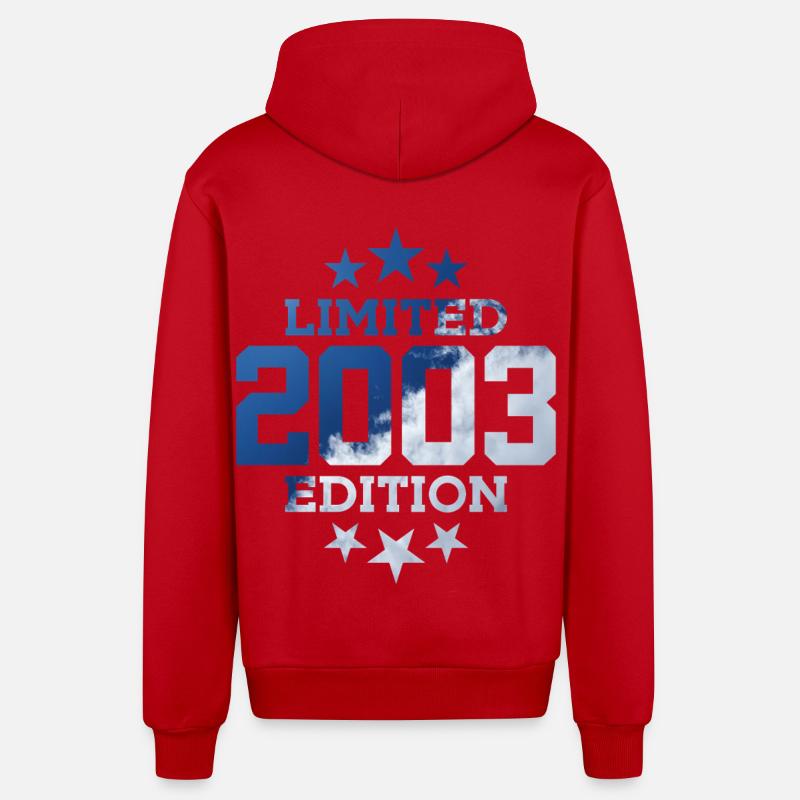 ÉDITION LIMITÉE 23E ANNIVERSAIRE 2003 - Veste à capuche bio décontractée fabriquée en UE - rouge