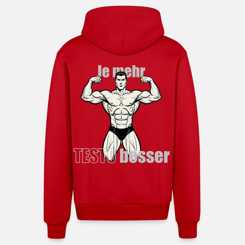 Muscle Hero Power Pose Conception d’impression - Veste à capuche bio décontractée fabriquée en UE - rouge