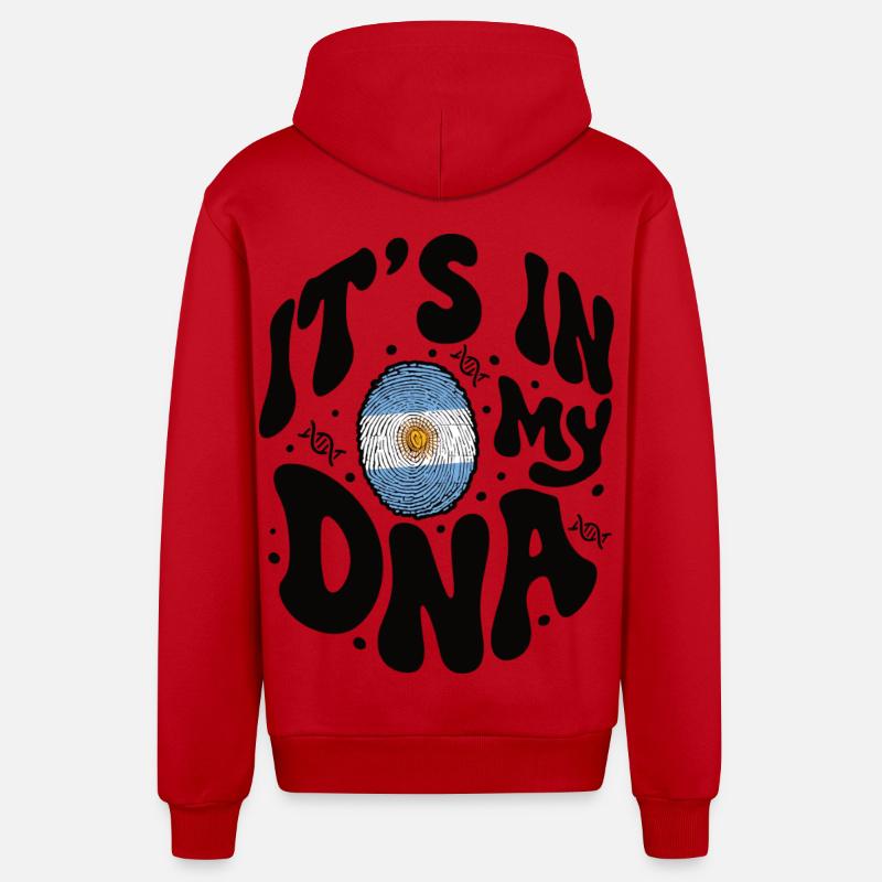 ADN argentin Drapeau argentin Hispanique - Veste à capuche bio décontractée fabriquée en UE - rouge