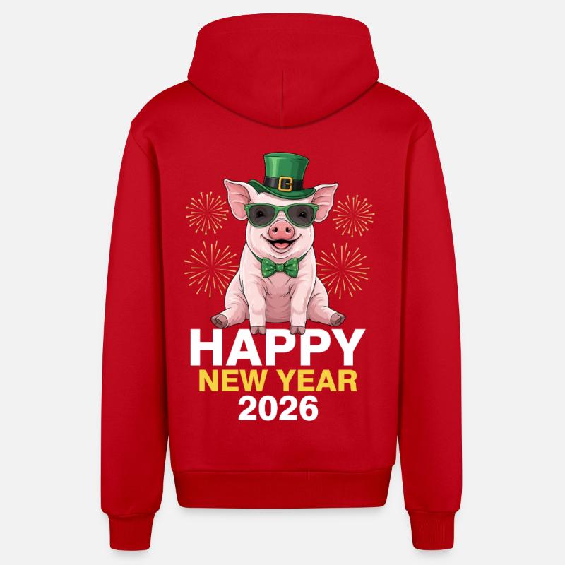 Bonne Année 2026 - Veste à capuche bio décontractée fabriquée en UE - rouge