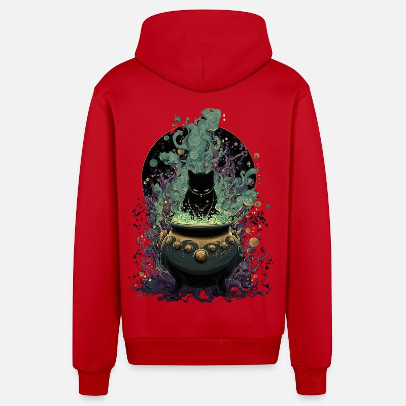 Potion Master Chat Conception Magique - Veste à capuche bio décontractée fabriquée en UE - rouge