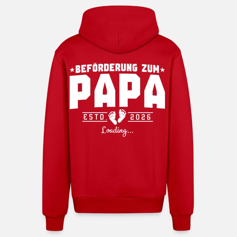 Papa 2026 loading Werdender Vater - Organic Relaxed Kapuzenjacke Made in EU - Rot