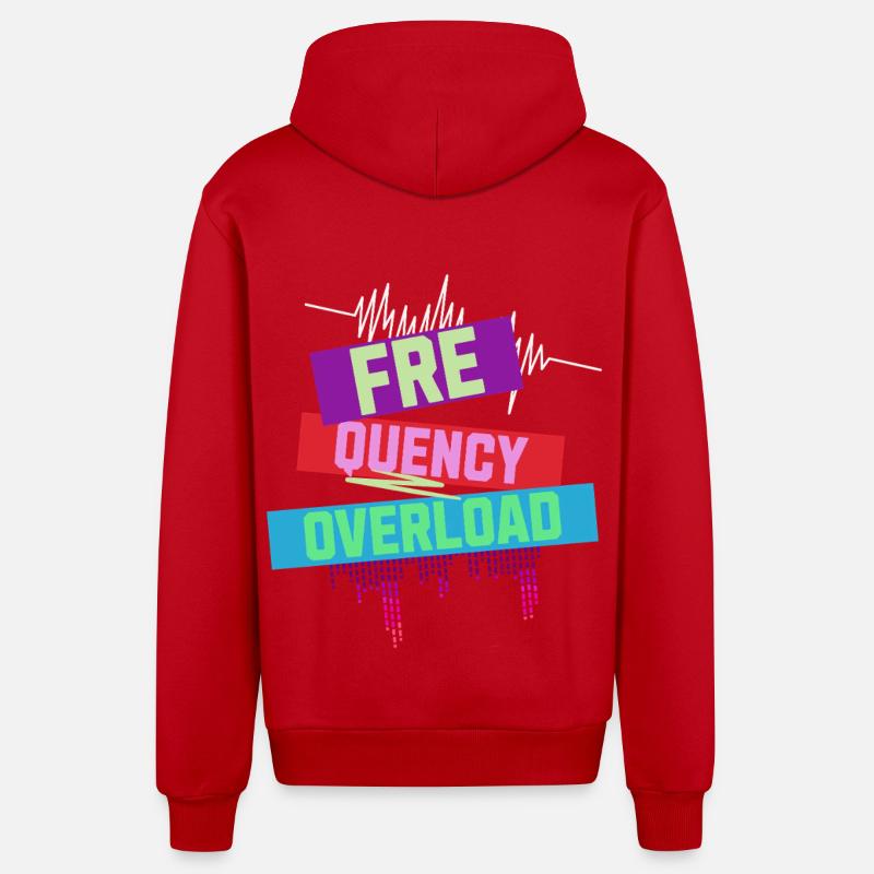 Frequency Overload Rave EDM - Organic Relaxed Hooded Jacket Made in EU - red