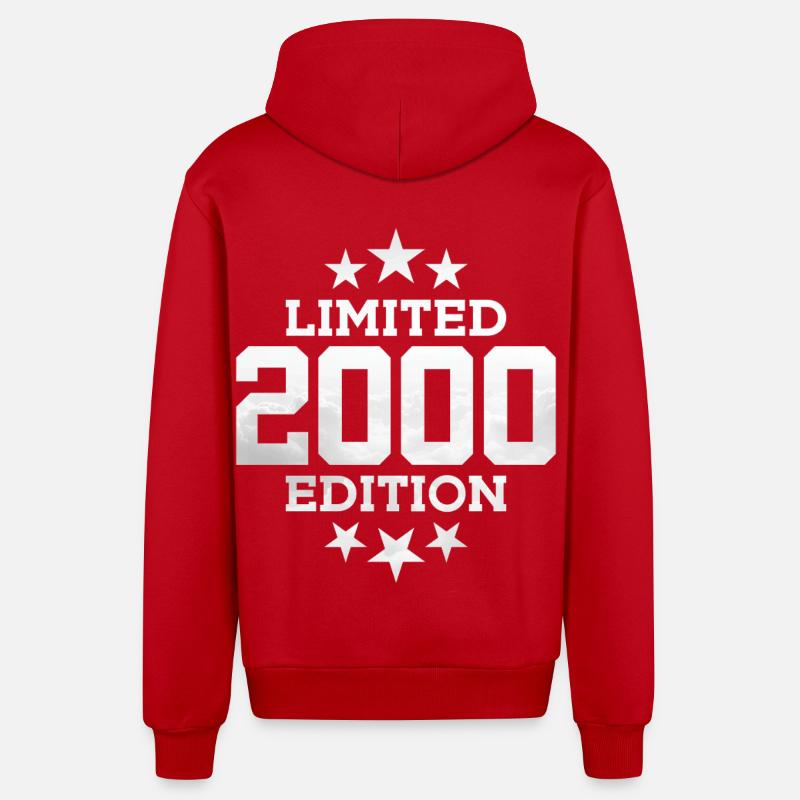 ÉDITION LIMITÉE 26E ANNIVERSAIRE 2000 - Veste à capuche bio décontractée fabriquée en UE - rouge