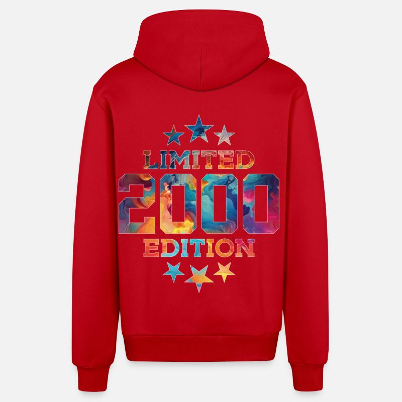 ÉDITION LIMITÉE 26E ANNIVERSAIRE 2000 - Veste à capuche bio décontractée fabriquée en UE - rouge