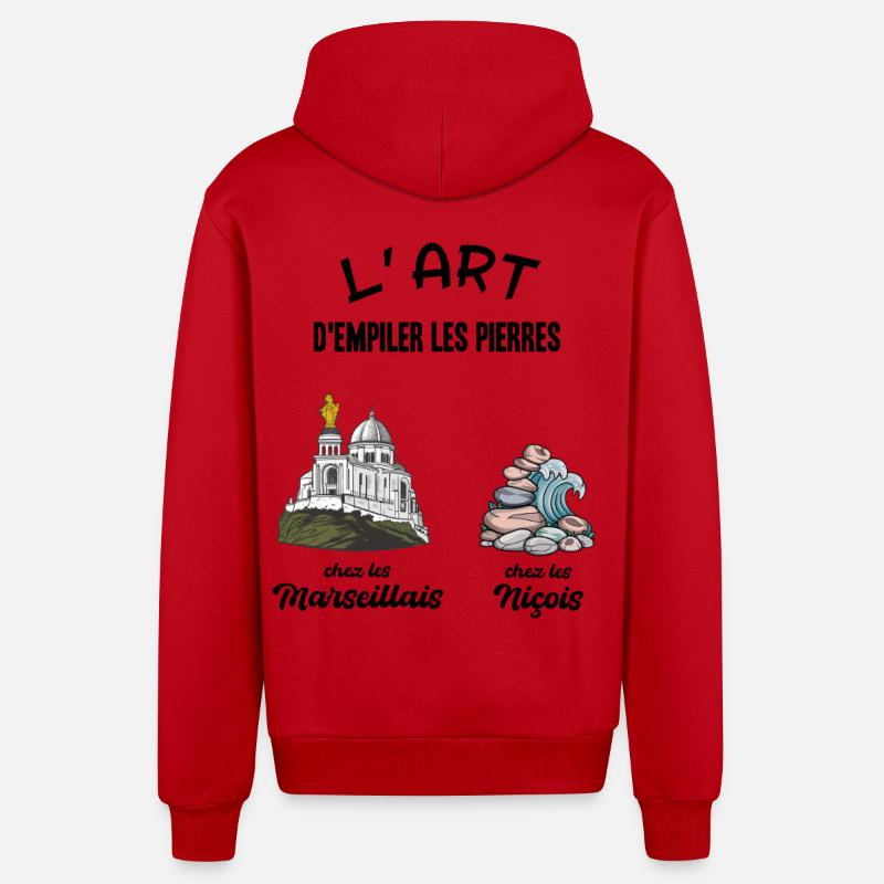 Marseille vs Nice Humour Entre Amis - Veste à capuche bio décontractée fabriquée en UE - rouge