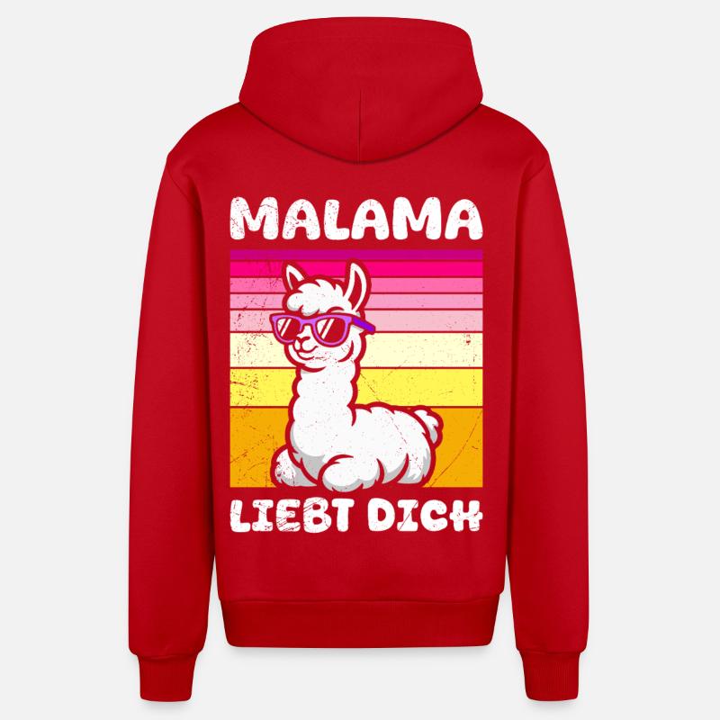 Bientôt maman MALAMA T'AIME Drôle - Veste à capuche bio décontractée fabriquée en UE - rouge