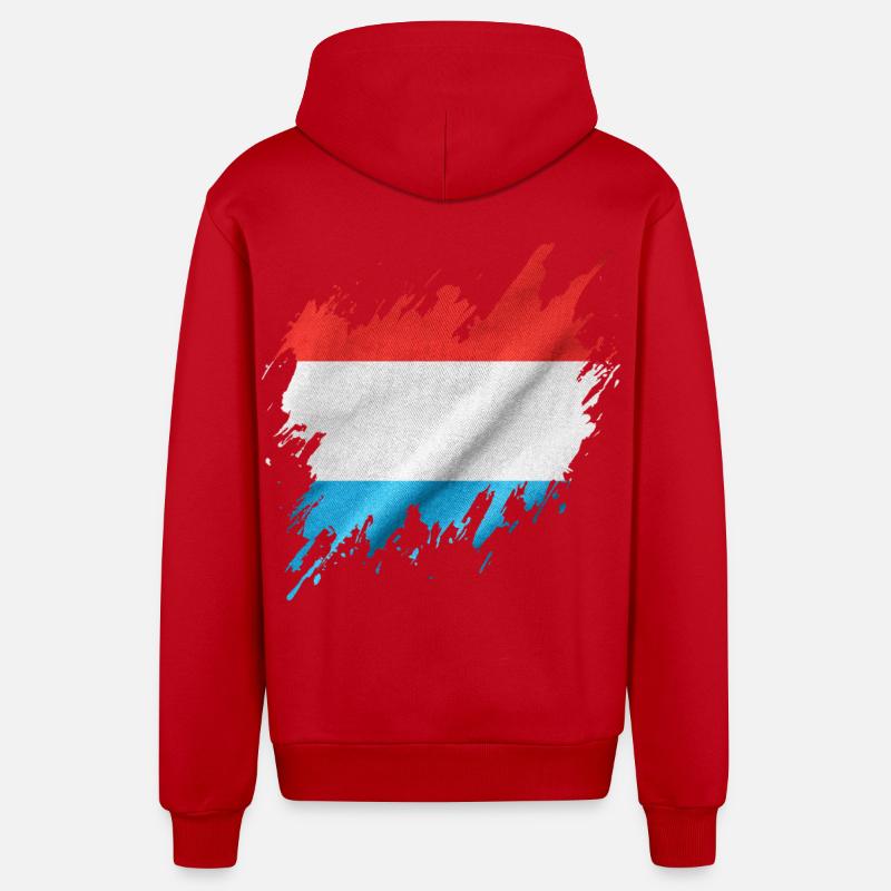 Drapeau du Luxembourg, style déchiré - Veste à capuche bio décontractée fabriquée en UE - rouge