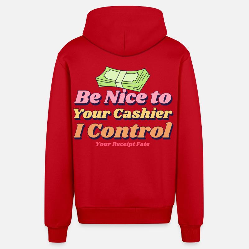 Soyez gentil avec votre caissier - Veste à capuche bio décontractée fabriquée en UE - rouge