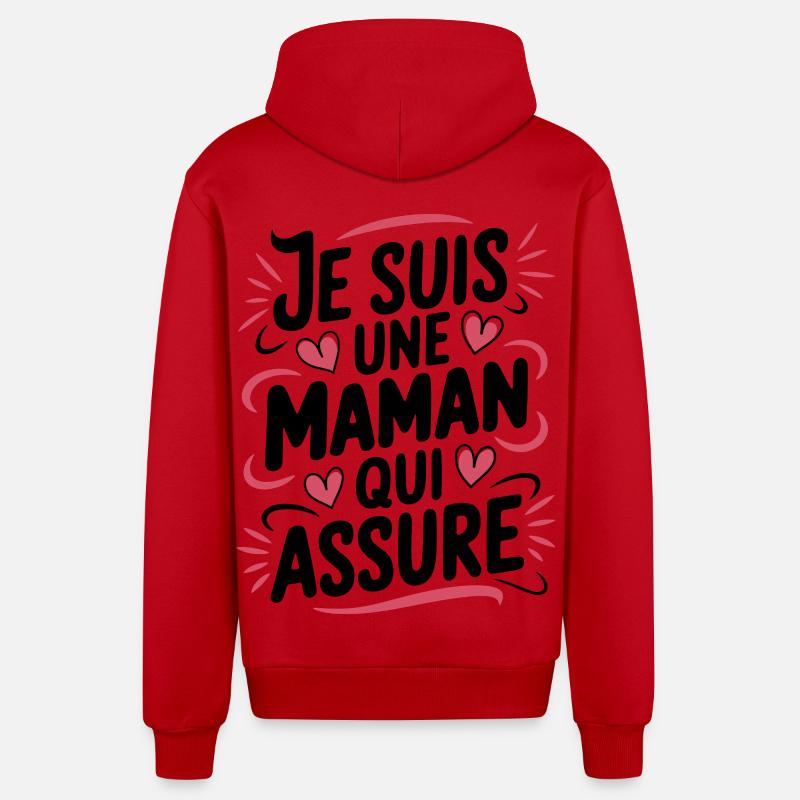 Ich bin eine Mutter, die versichert - Organic Relaxed Kapuzenjacke Made in EU - Rot