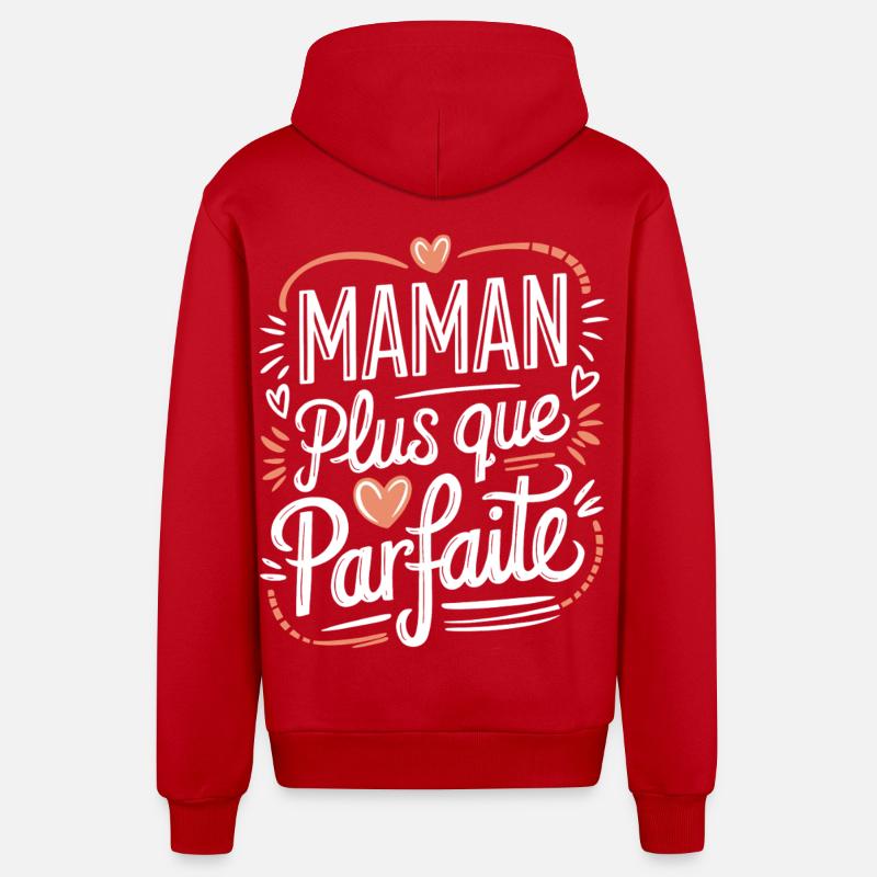 Maman plus que Parfaite - Veste à capuche bio décontractée fabriquée en UE - rouge