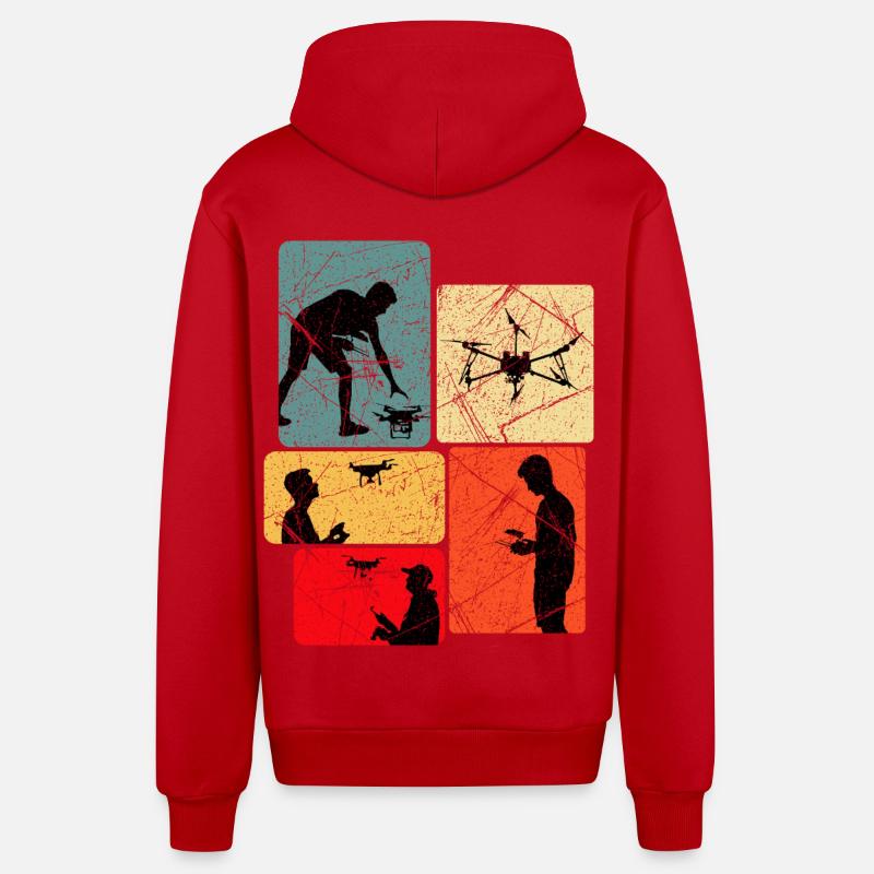 Drones volant dire idée cadeau - Veste à capuche bio décontractée fabriquée en UE - rouge