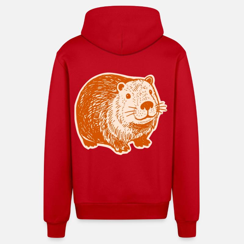 Capybara - Mignons capybaras - Veste à capuche bio décontractée fabriquée en UE - rouge