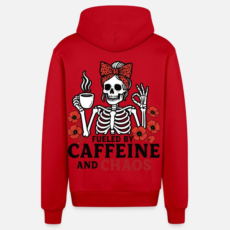 Mutter Koffein Mutter Skelett Kaffee - Organic Relaxed Kapuzenjacke Made in EU - Rot