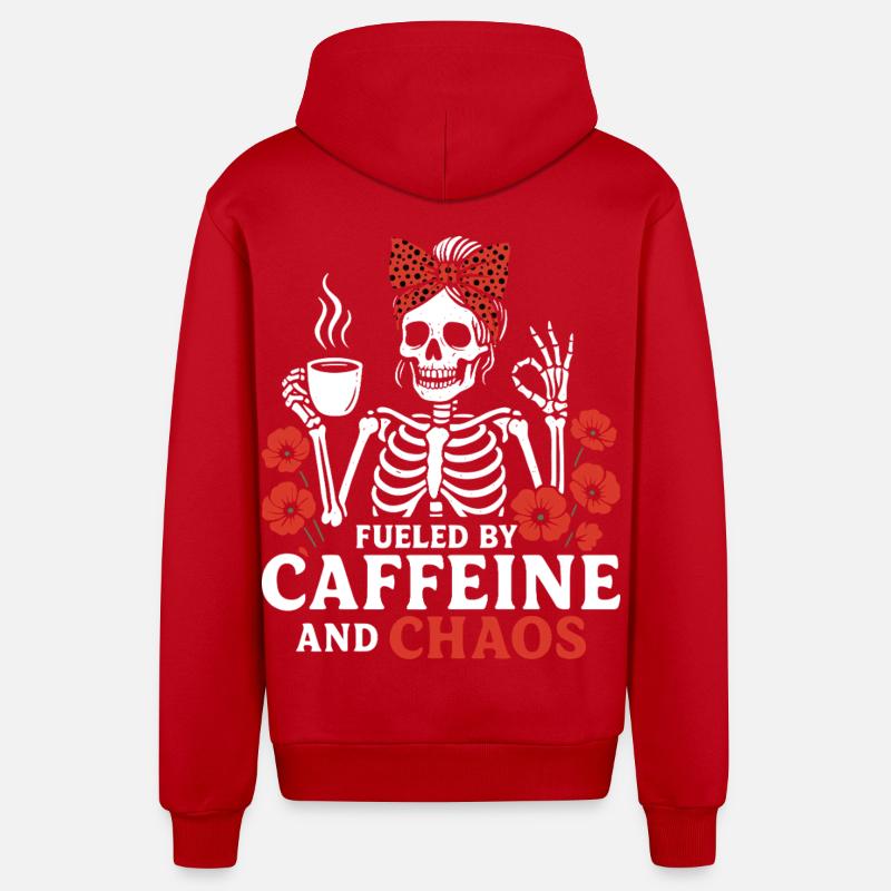 Mutter Koffein Mutter Skelett Kaffee - Organic Relaxed Kapuzenjacke Made in EU - Rot