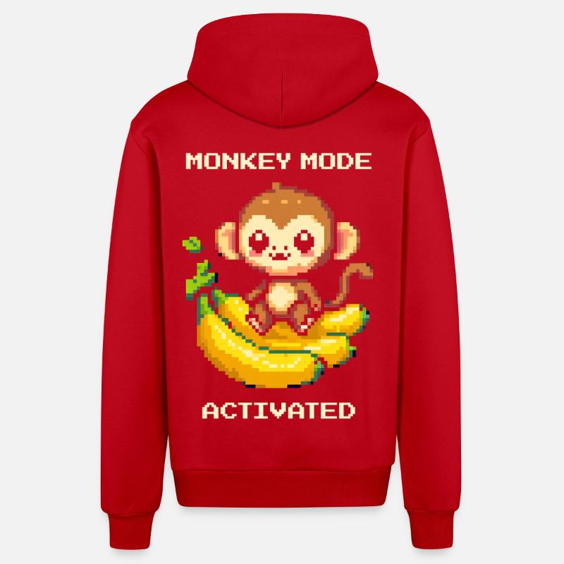 Mode Singe activé | Singe, Banane, Mignon - Veste à capuche bio décontractée fabriquée en UE - rouge