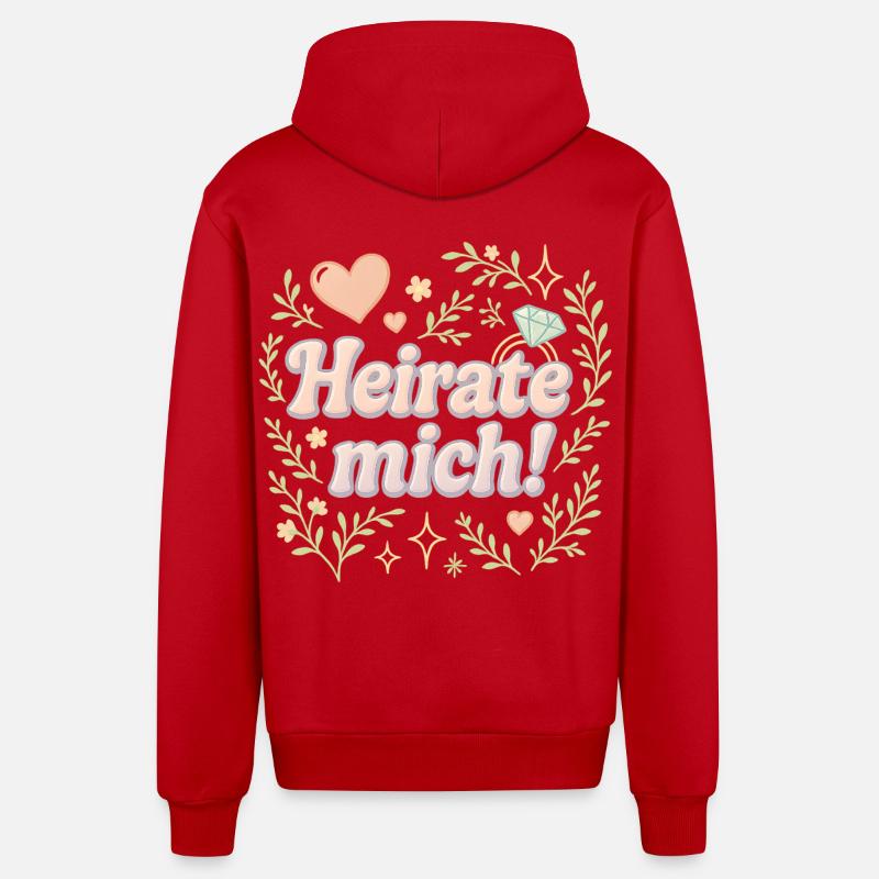 Marry Me / Design de déclaration - Veste à capuche bio décontractée fabriquée en UE - rouge