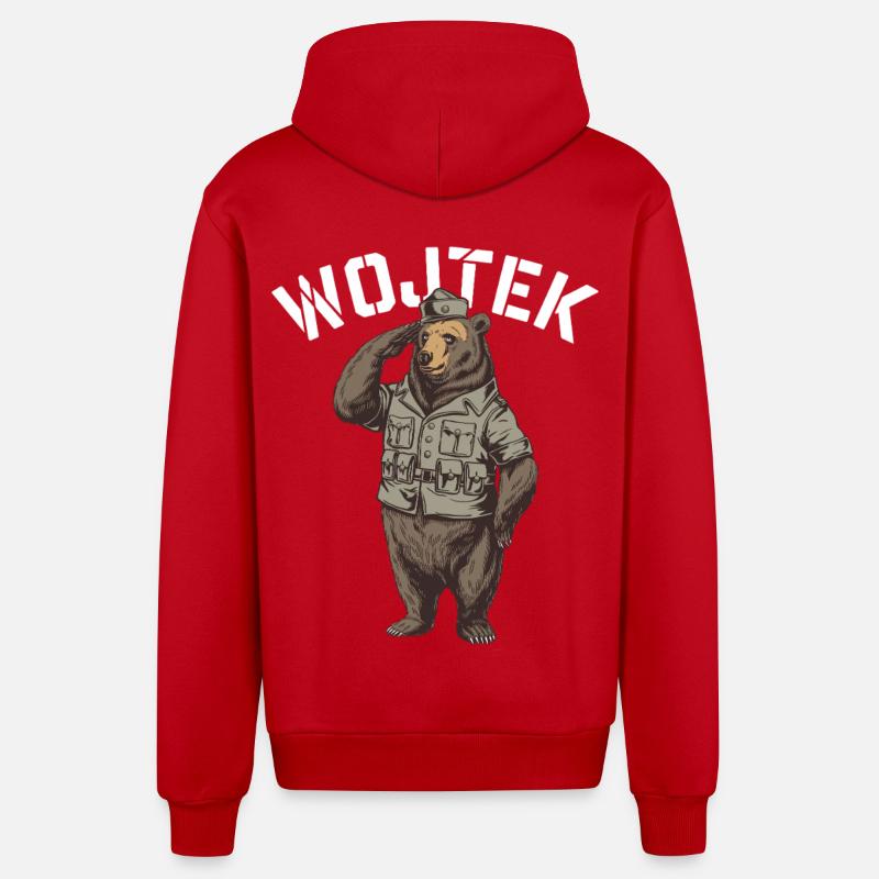 Wojtek Explorer Ours - Veste à capuche bio décontractée fabriquée en UE - rouge