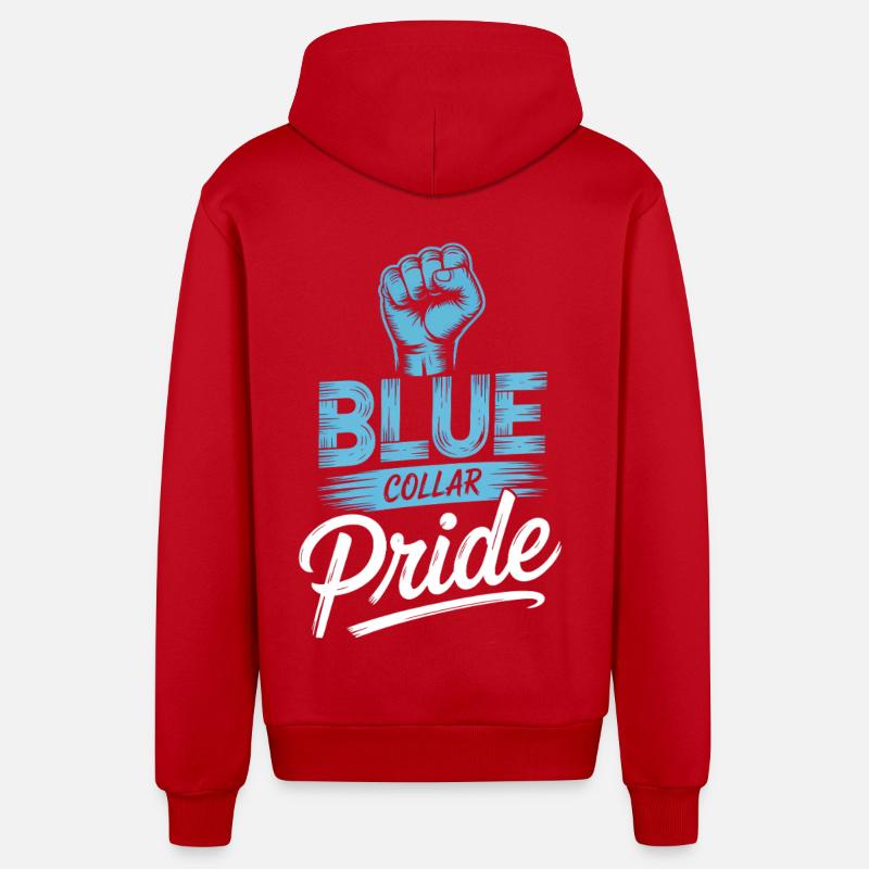 Col bleu Ouvrier Ouvrier du bâtiment - Veste à capuche bio décontractée fabriquée en UE - rouge