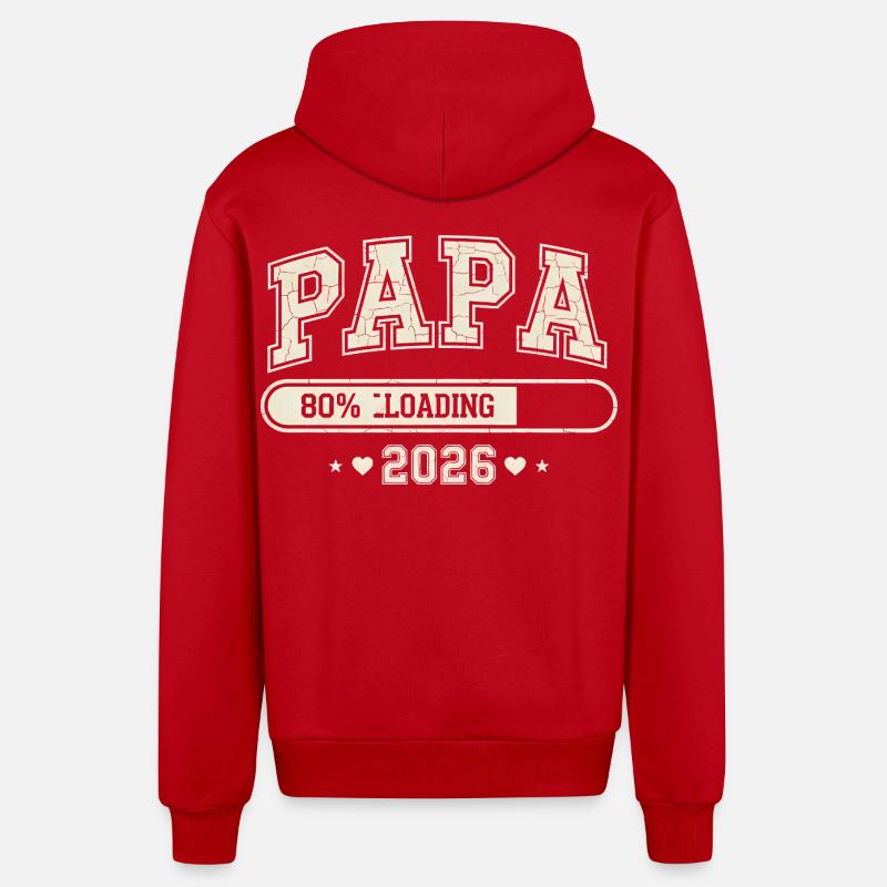 Papa 2026 Loading Werdender Papa - Organic Relaxed Kapuzenjacke Made in EU - Rot