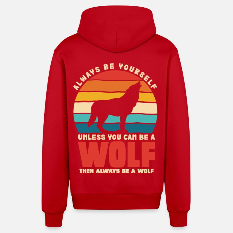 Wolfsruf: Sei Immer Du Selbst - Organic Relaxed Kapuzenjacke Made in EU - Rot