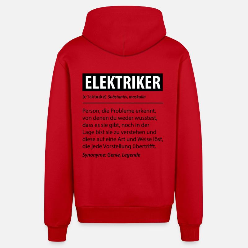 Elektriker Strom Experte Beruf Lustige Geschenk - Organic Relaxed Kapuzenjacke Made in EU - Rot