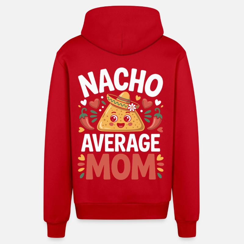 Nacho Maman Moyenne Drôle - Veste à capuche bio décontractée fabriquée en UE - rouge