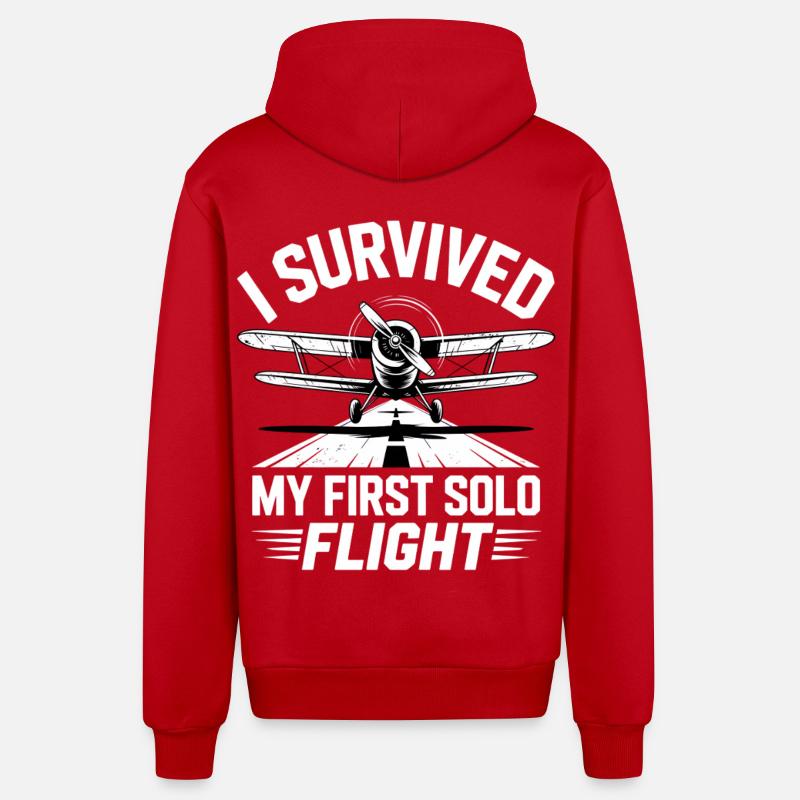 First Flight Airplane Flight - Organic Relaxed Hooded Jacket Made in EU - red