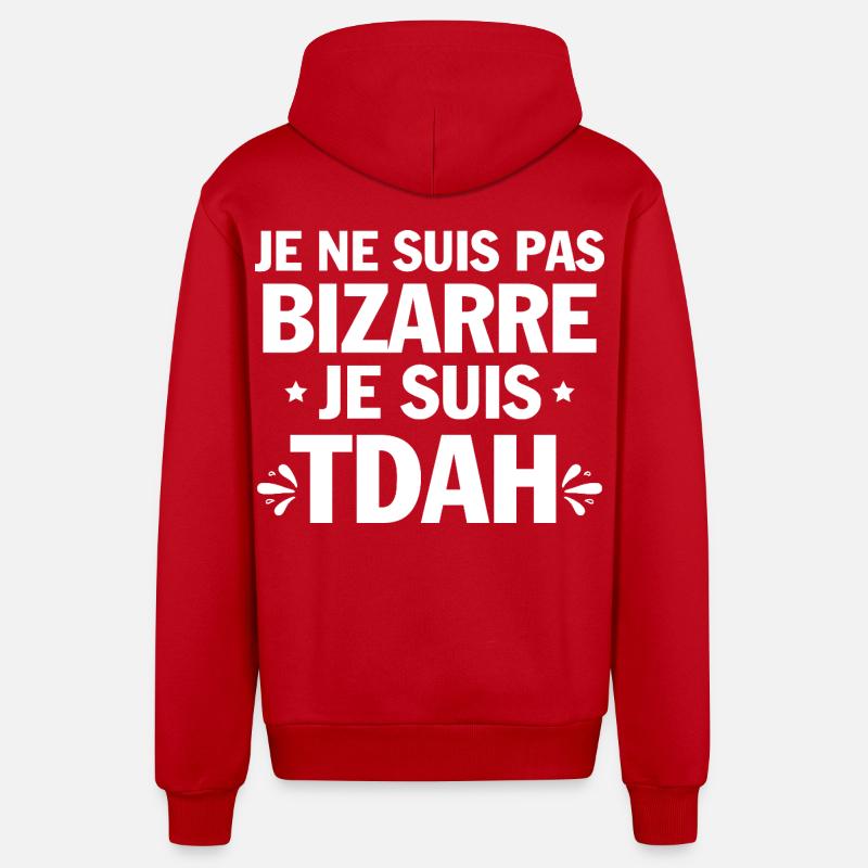 Je suis TDAH Humour et Hyperactivité - Veste à capuche bio décontractée fabriquée en UE - rouge