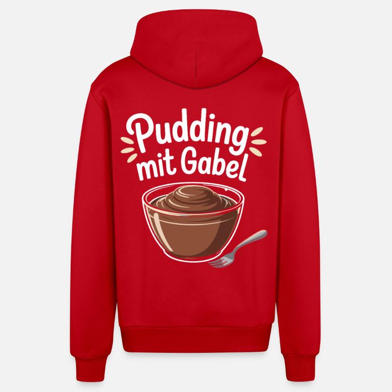 Pudding with fork - Organic Relaxed Hooded Jacket Made in EU - red