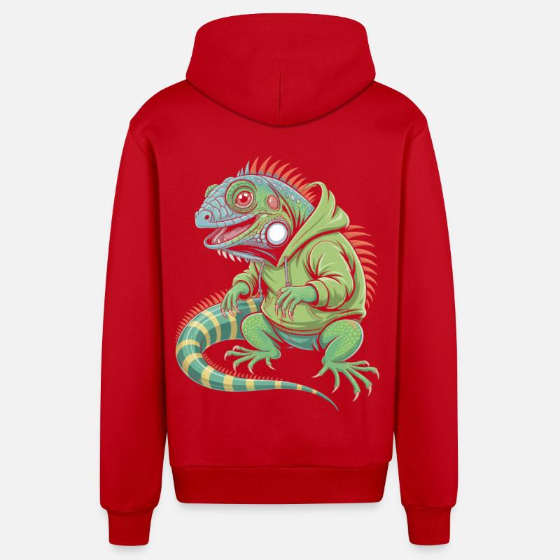 Iguane cool avec sweat à capuche - Veste à capuche bio décontractée fabriquée en UE - rouge