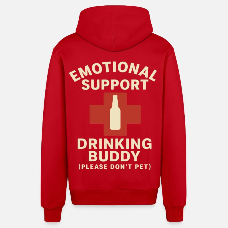 Emotional Support Drinking Buddy Statement - Organic Relaxed Kapuzenjacke Made in EU - Rot