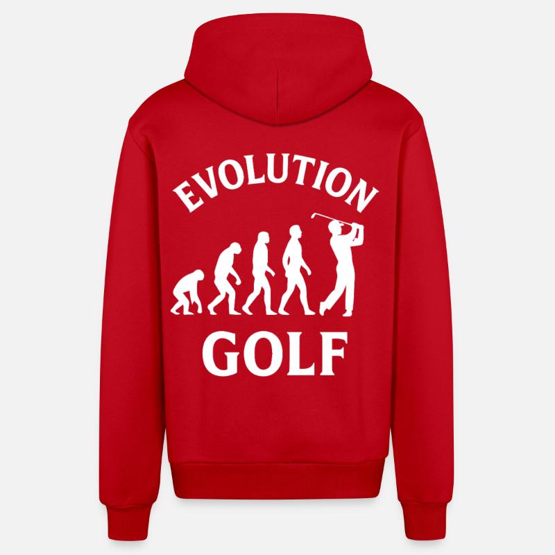 Evolution Golf Lustiges Golfdesign - Organic Relaxed Kapuzenjacke Made in EU - Rot