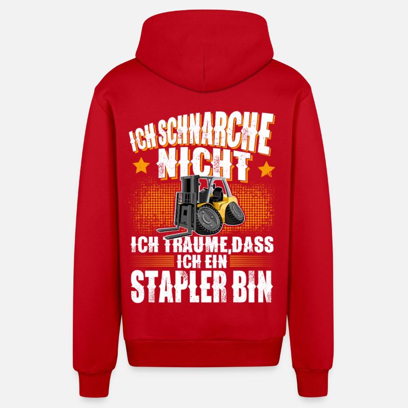 Gerbeur pour chariot élévateur - Veste à capuche bio décontractée fabriquée en UE - rouge