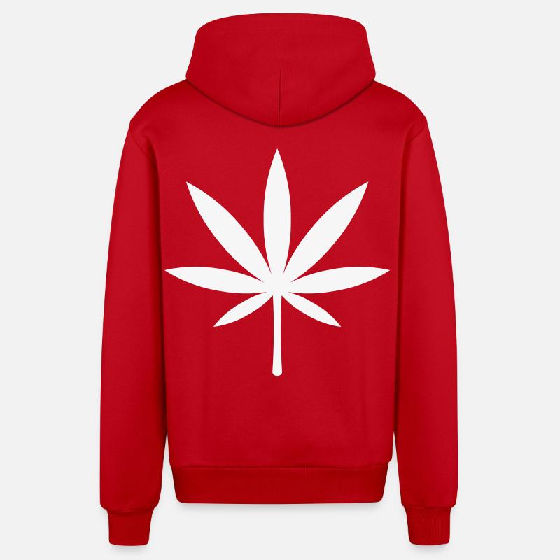 Cannabis / Marijuana / Feuille de chanvre (blanc) - Veste à capuche bio décontractée fabriquée en UE - rouge
