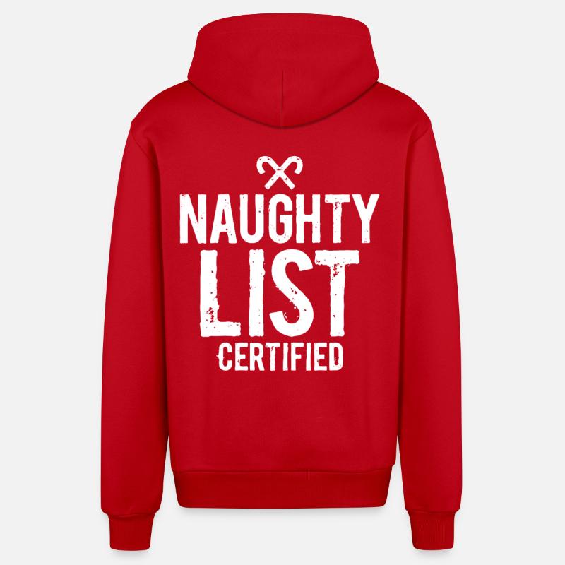 Certifié Naughty List - Veste à capuche bio décontractée fabriquée en UE - rouge