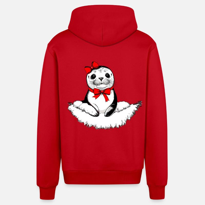 Phoque Bow-tiful – Édition de Noël - Veste à capuche bio décontractée fabriquée en UE - rouge
