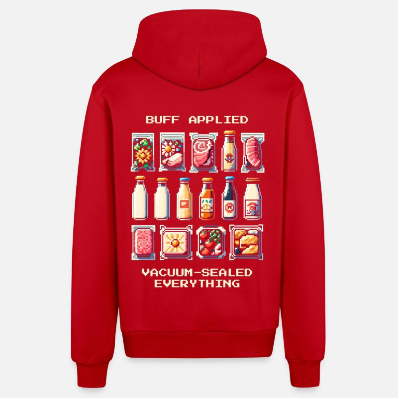 Aspiration et préparation | Pixel Art - Veste à capuche bio décontractée fabriquée en UE - rouge