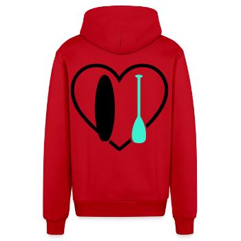 Paddel SUP Herz Board Wave Wassersport - Organic Relaxed Kapuzenjacke Made in EU - Rot - Hinten